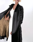 20s Cape Black Silk Satin Tiers Ruffles Gold Lamè Lining VFG