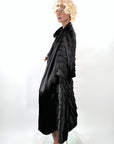 20s Cape Black Silk Satin Tiers Ruffles Gold Lamè Lining VFG