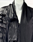 20s Cape Black Silk Satin Tiers Ruffles Gold Lamè Lining VFG