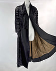 20s Cape Black Silk Satin Tiers Ruffles Gold Lamè Lining VFG