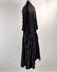 20s Cape Black Silk Satin Tiers Ruffles Gold Lamè Lining VFG