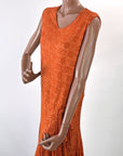 Vintage 20s Rust Lace Flapper Dress Drop Waist Handkerchief Hem VFG