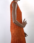 Vintage 20s Rust Lace Flapper Dress Drop Waist Handkerchief Hem VFG