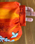 60s Maxi Dress Hawaiian Print Hibiscus Orange XS Sa-Ne Hawaii VFG