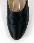 As-Is 20s Vintage Ankle Strap Heels Antique Shoes Black Satin Buttoned Selby VFG