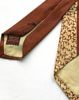 40s Necktie Brown & Cream Vintage Autumn Wheat Spidery Floral Print VFG Selected Fabrics Resilient Construction