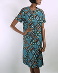 1960s cotton print day dress, NOS