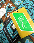 60s Day Dress Deadstock Vintage NOS Turquoise Argyle Tapa Patchwork Print XL Smartsetter VFG