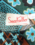 60s Day Dress Deadstock Vintage NOS Turquoise Argyle Tapa Patchwork Print XL Smartsetter VFG