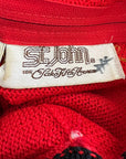 St John for Saks Red & Black Knit Dress Vintage 80s 90s Buttons & Chain VFG