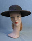 40s Vintage Platter Hat Brown Women's Wide Brim Sunnyland VFG New York Creation