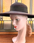 40s Vintage Platter Hat Brown Women's Wide Brim Sunnyland VFG New York Creation