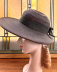 40s Vintage Platter Hat Brown Women's Wide Brim Sunnyland VFG New York Creation