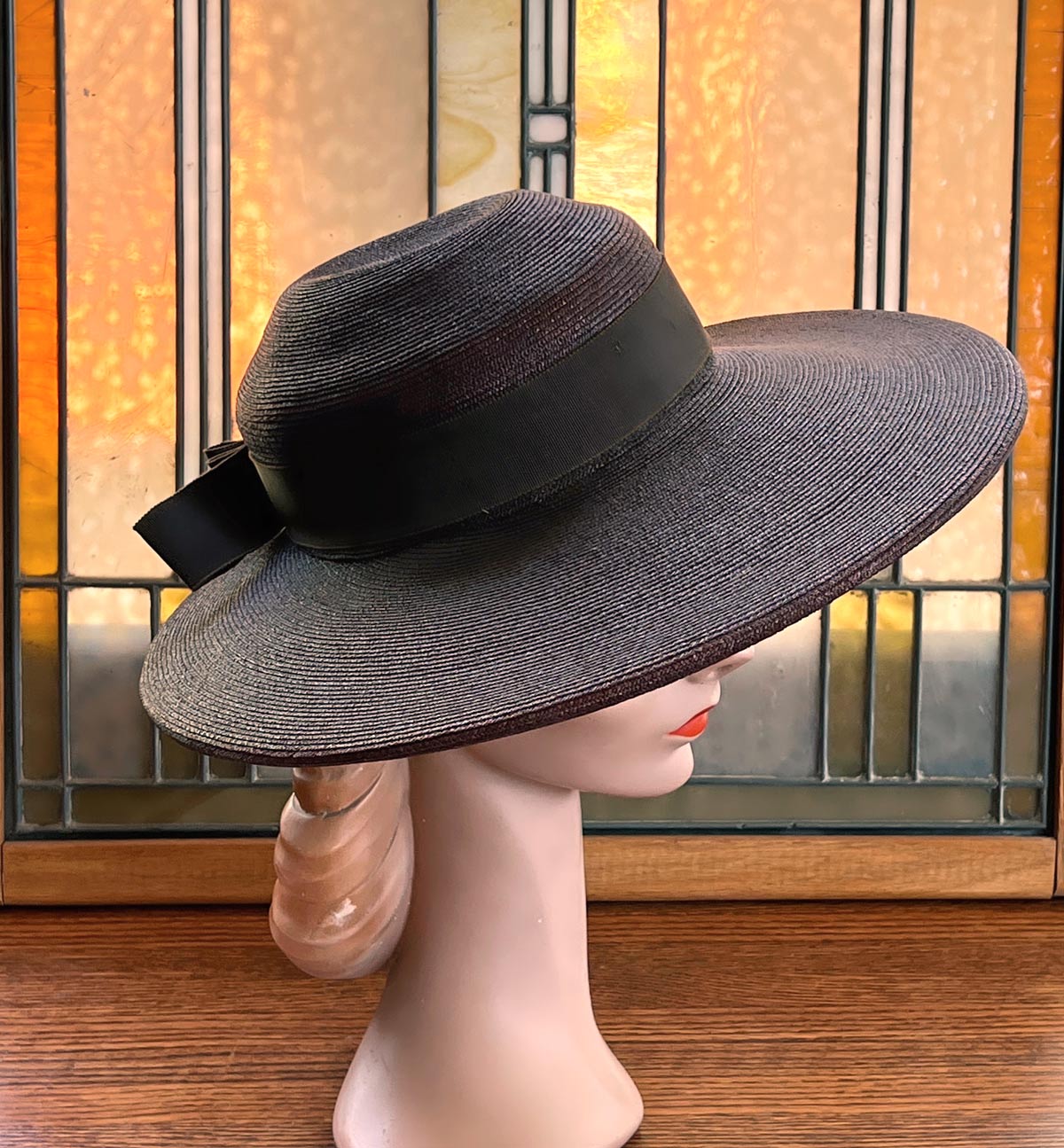 Vintage 1940s Hat | outlets 40s Large Hat | 40's Novelty Hat | 1940's Wide Brim Hat |