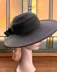 40s Vintage Platter Hat Brown Women's Wide Brim Sunnyland VFG New York Creation