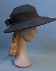 40s Vintage Platter Hat Brown Women's Wide Brim Sunnyland VFG New York Creation