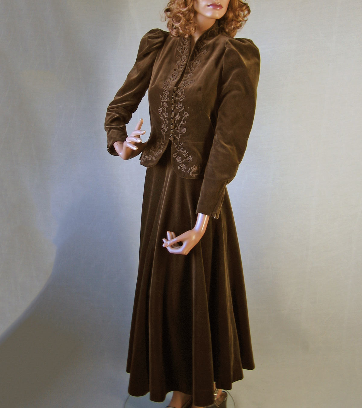 70s Vintage Suzy Creamcheese Velveteen Edwardian Style Suit Outfit Boho XS/S VFG