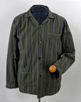Vintage 50s Striped Shirt Rockabilly Dark Torino Large VFG