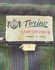 Vintage 50s Striped Shirt Rockabilly Dark Torino Large VFG