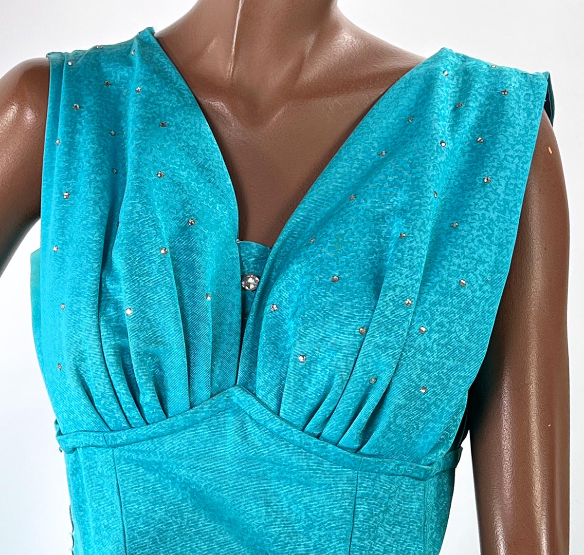 50s Rockabilly Prom Dress Vintage Fit and Flare Dance Party Rhinestone Trim VFG