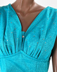 50s Rockabilly Prom Dress Vintage Fit and Flare Dance Party Rhinestone Trim VFG