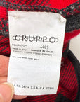 80s Designer Red & Gray Plaid Knit SweaterJacket Valentino VFG