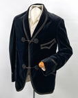 Edwardian Men's Velvet Smoking Jacket Midnight Blue Satin Trim Antique Flawed As Is VFG