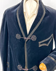 Edwardian Men's Velvet Smoking Jacket Midnight Blue Satin Trim Antique Flawed As Is VFG