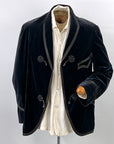 Edwardian Men's Velvet Smoking Jacket Midnight Blue Satin Trim Antique Flawed As Is VFG