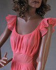 50s Vanity Fair Women's Nightgown Vintage Coral Pink Crystal Pleat Nightie Small VFG