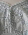 50s 60s Vintage Deadstock Nylon Slip Feminine Pale Aqua Lace Lingerie Small 34T