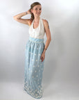 60s Maxi Dress Halter Neck Gingham Medium Vicky Vaughn VFG