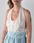 60s Maxi Dress Halter Neck Gingham Medium Vicky Vaughn VFG