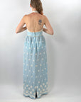 60s Maxi Dress Halter Neck Gingham Medium Vicky Vaughn VFG