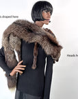 Double Silver Fox Fur Stole Glam Flawed As-Is Weisser VFG
