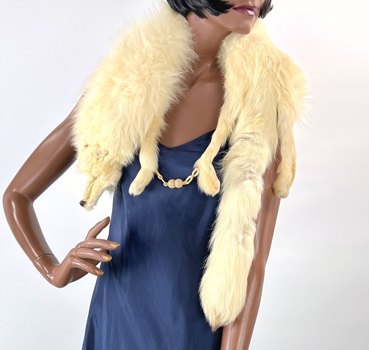 Vintage White Fox Fur Pelt Stole 20s 30s Hollywood Glam VFG