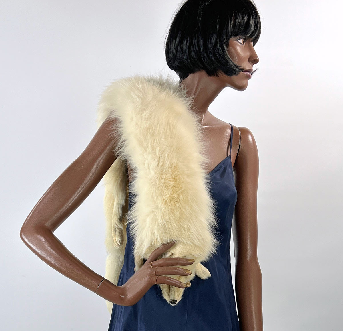 Vintage White Fox Fur Pelt Stole 20s 30s Hollywood Glam VFG