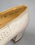 White Leather Pumps Vintage 30s Shoes Flat Bow Heels New Old Stock VFG