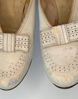 White Leather Pumps Vintage 30s Shoes Flat Bow Heels New Old Stock VFG