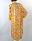 Vintage 20s Robe Yellow Gold Satin Floral Shimmer 30s Kimono Style VFG