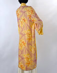Vintage 20s Robe Yellow Gold Satin Floral Shimmer 30s Kimono Style VFG