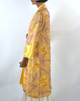 Vintage 20s Robe Yellow Gold Satin Floral Shimmer 30s Kimono Style VFG