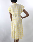 40s Summer Day Dress Vintage 50s Sunny Yellow Plaid Medium VFG
