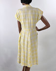 40s Summer Day Dress Vintage 50s Sunny Yellow Plaid Medium VFG