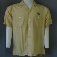 vintage 1950s mens yellow bowling shirt