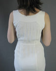 Women's 30s White Summer Dress Body Con Vintage XS VFG