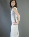 Women's 30s White Summer Dress Body Con Vintage XS VFG