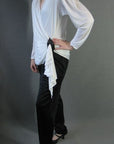 1980s black and white draped bodice jump suit