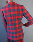 Women's Vintage 60s Skirt Jacket Suit Set Tartan Plaid Scarf Kilt M Aljean VFG