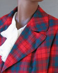 Women's Vintage 60s Skirt Jacket Suit Set Tartan Plaid Scarf Kilt M Aljean VFG